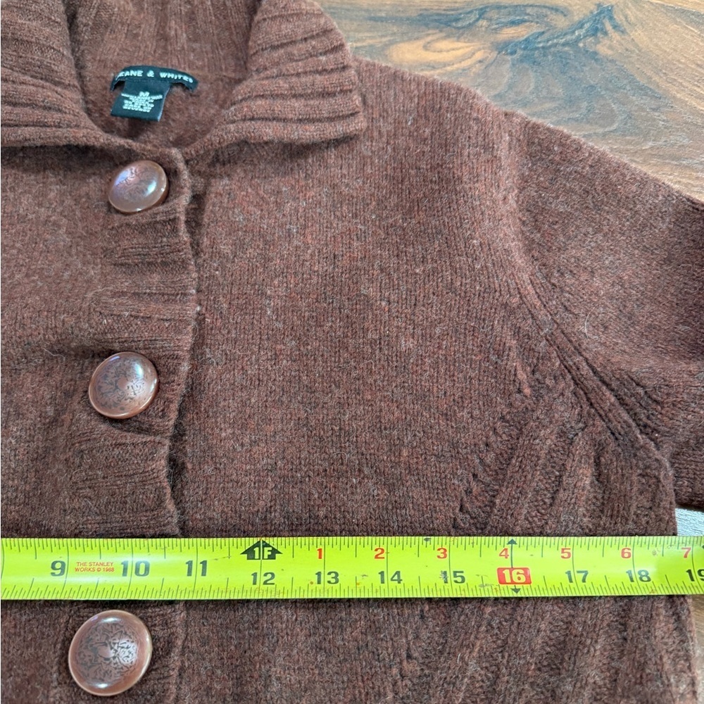 Deane & White 100% Lambswool women's cardigan sweater Sz M Brown color - Picture 6 of 8
